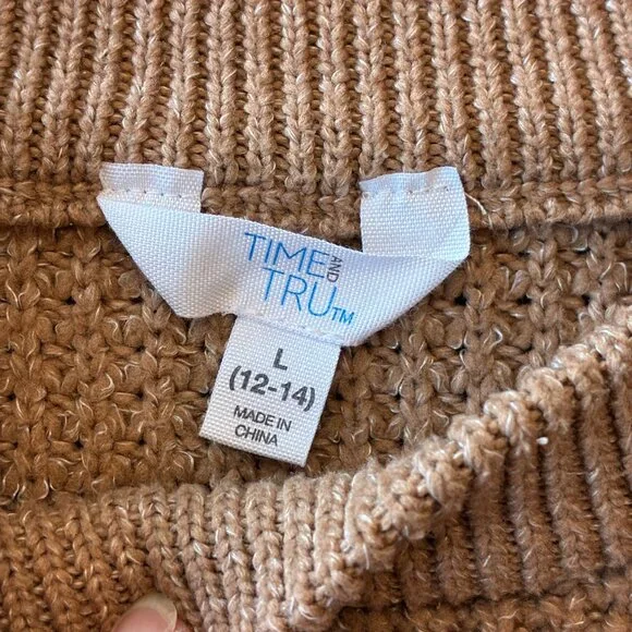 Time and Tru Waffle-Knit Crew Neck Long-Sleeve Sweater - Picture 3 of 8